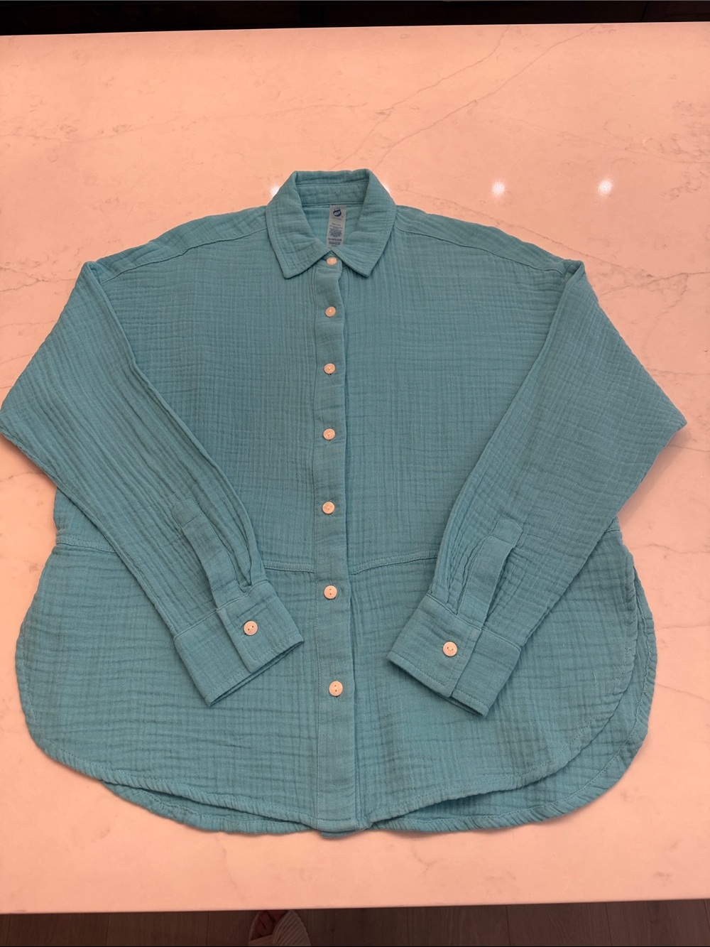 Lou & Grey Turquoise Gauze Button-Up Shirt
